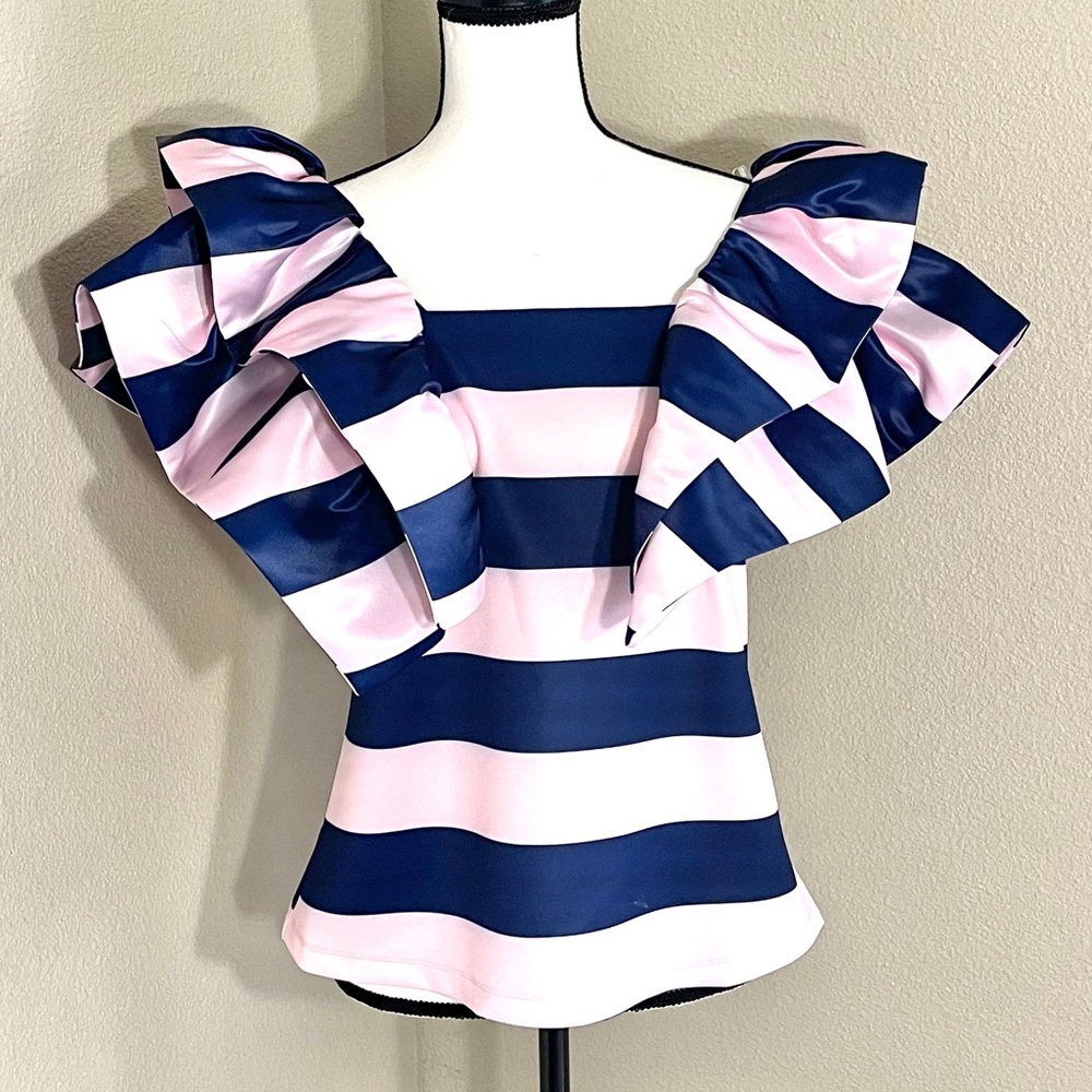 WHY Dress Stripe Top Ruffle